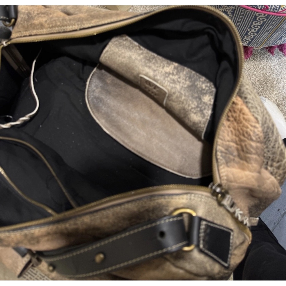 Free People Ash Leather Weekender Bag We The Free Distressed Desert Taupe - Picture 12 of 12